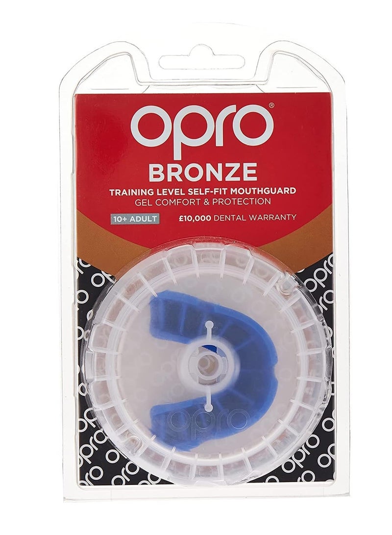 OPRO Self-fit Bronze Adult Mouthguard - Training level mouthguard with durable outer layer, Blue - Image 2