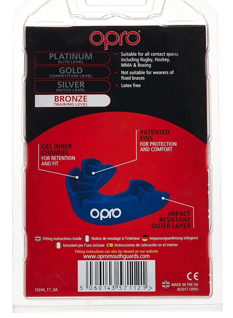 OPRO Self-fit Bronze Adult Mouthguard - Training level mouthguard with durable outer layer, Blue - Image 3