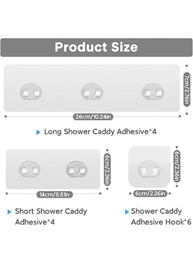 14 Pack Shower Caddy Adhesive Replacement, Transparent Strong Adhesive Hooks, No Drilling, Waterproof Wall Hooks for Shower Caddy, Bathroom Storage Shelves and Kitchen Racks - Image 2