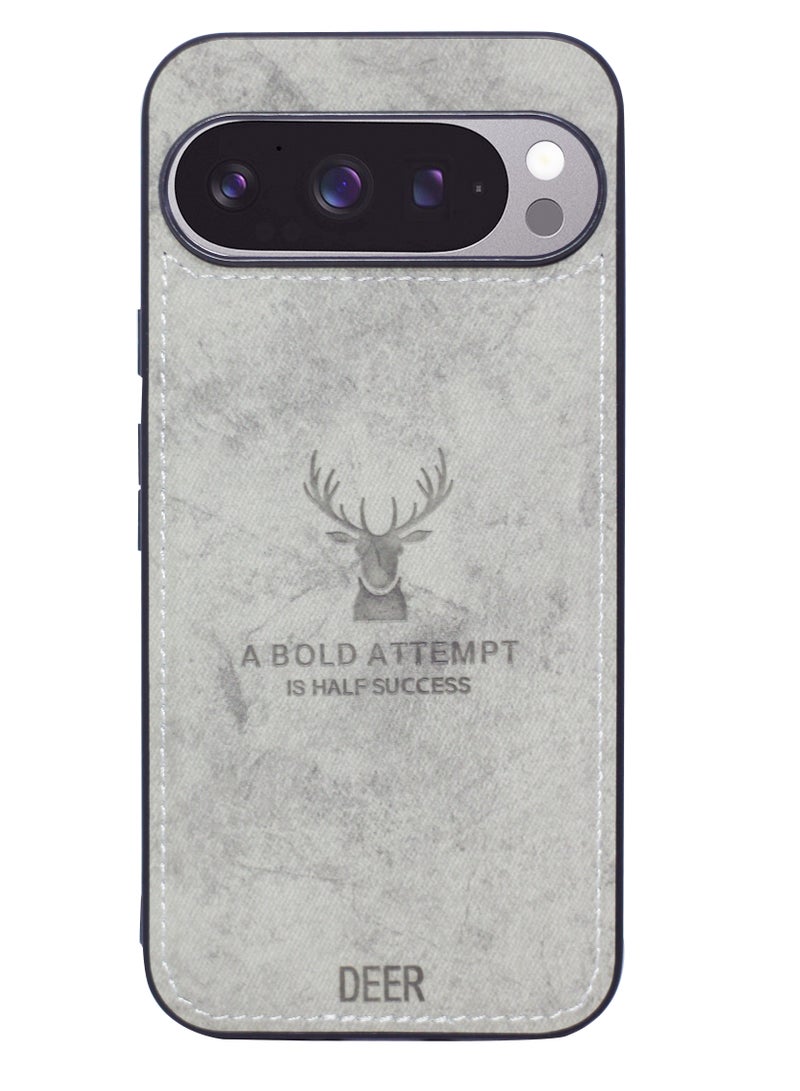 جراب قماش TPU منقوش ناعم الملمس رقمي فاخر، مقاوم للأوساخ، مضاد للصدمات، مضاد لبصمات الأصابع، واقي كامل للجسم لهاتف Google Pixel 9 Pro (رمادي)