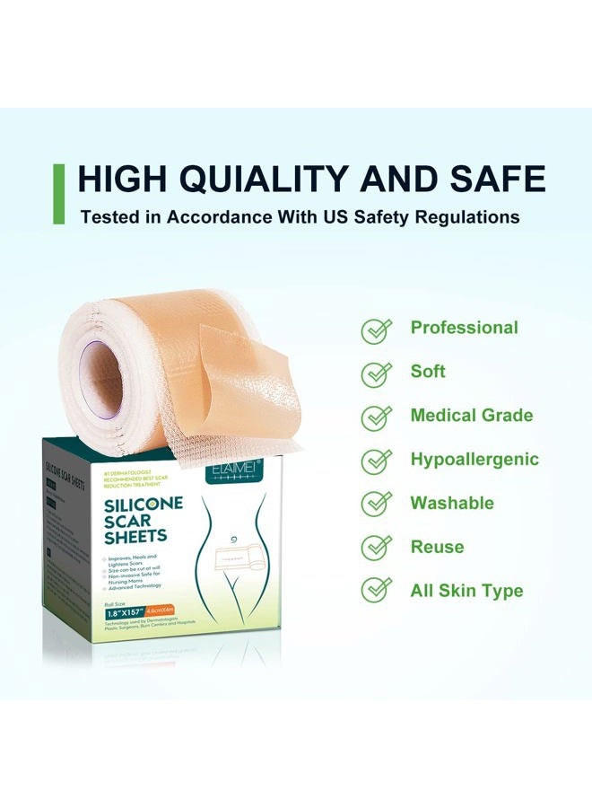 ZODENIS Silicone Scar Sheets(1.8” x 157”Inch- 4M), Scar Tape, Scar Strips, Medical Grade, Scar Remover, C-Section, Surgery, Keloid, Tummy Tuck, Scar Patch. - Image 5