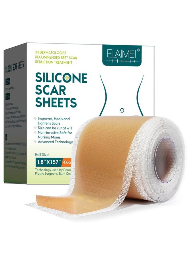ZODENIS Silicone Scar Sheets(1.8” x 157”Inch- 4M), Scar Tape, Scar Strips, Medical Grade, Scar Remover, C-Section, Surgery, Keloid, Tummy Tuck, Scar Patch. - Image 1