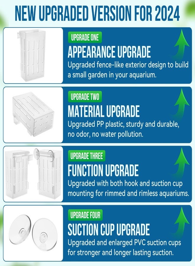 Borlech Upgraded Aquarium Plant Holder with Hooks and Suction Cups for Fish Tank Aquaponic Plant Cultivation and Aquascape Decorations (Semitransparent) - Image 5