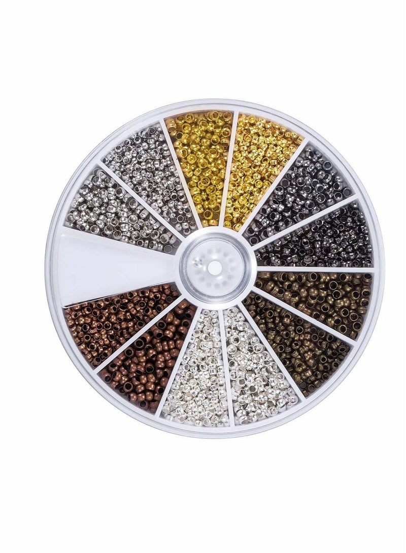 SYOSI 2250 Pieces Tube Crimp Beads 2 mm 2.5 mm Mixed Bracelet Loose Beads Spacer Jewelry Making Ends Caps 6 Colors - Image 1