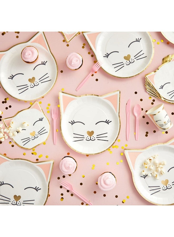 Blue Panda 144 Piece Cat Themed Party Supplies Set, Serves 24 Includes Plates, Napkins, Cups, Cutlery - Kitty Birthday Decorations & Kitten Themed Parties Decorations  - Image 2