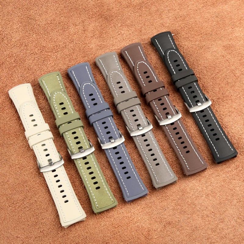 For Huawei Watch 5 46Mm Silicone Hybrid Leather Watch Band(Brown) - Image 3