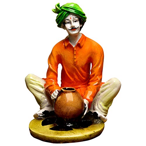 Karigaari India Handcrafted Resin Rajasthani Men Making Pots Showpiece for Home Decor - Image 3