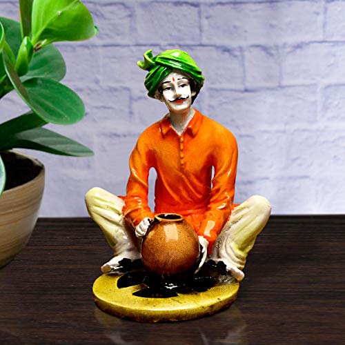 Karigaari India Handcrafted Resin Rajasthani Men Making Pots Showpiece for Home Decor - Image 1