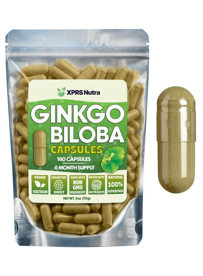 XPRS Nutra Ginkgo Biloba Capsules - Gingko Biloba Encapsulated Supplements for Cognition - Vegan Friendly Ginkoba Biloba - Immunity Boosting Ginkgo Biloba Capsules - 180 Count - Image 1