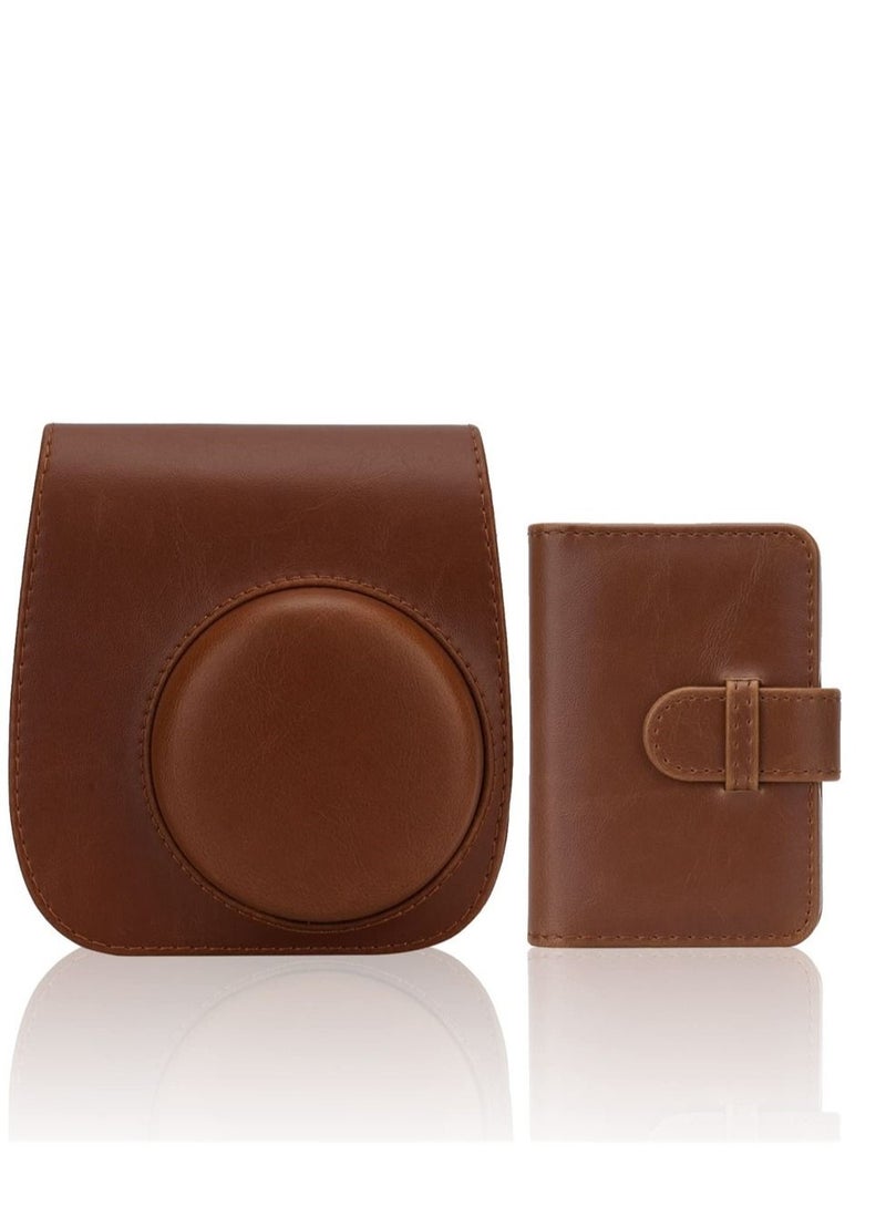 Captaintech Instant Camera Case Compatible with for Fujifilm Instax Mini 11/9/8/8+ PU Leather Bag with Pocket and Adjustable Shoulder Strap Mini Photo Album (Brown) - Image 1