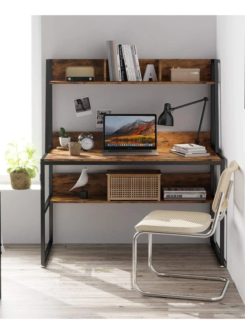 Royal Polar مكتب كمبيوتر مع أرفف تخزين مكتب مكتب مع كوخ مكتب كتابة صناعي حديث للكمبيوتر المحمول طاولة دراسة خشبية - Image 4