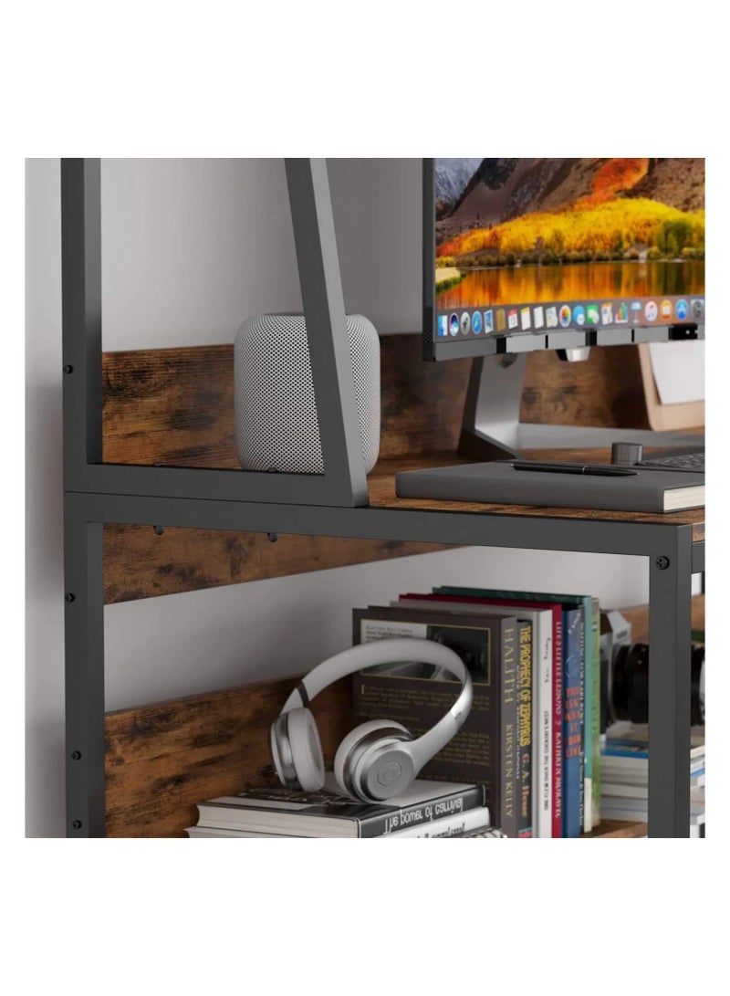 Royal Polar مكتب كمبيوتر مع أرفف تخزين مكتب مكتب مع كوخ مكتب كتابة صناعي حديث للكمبيوتر المحمول طاولة دراسة خشبية - Image 5