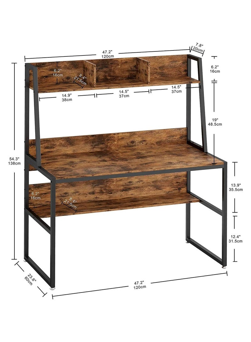 Royal Polar مكتب كمبيوتر مع أرفف تخزين مكتب مكتب مع كوخ مكتب كتابة صناعي حديث للكمبيوتر المحمول طاولة دراسة خشبية - Image 3