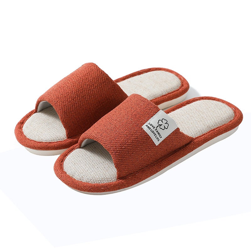 Classic Linen Slippers Thick Sole Home Indoor Orange (Women) 