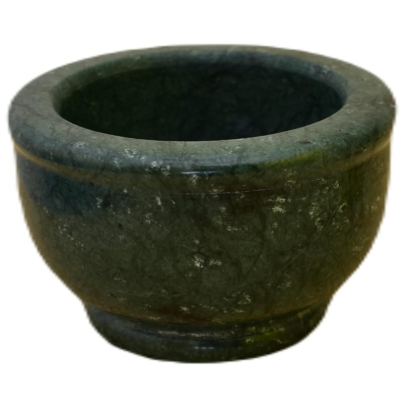 KunhaR Natural Green Marble Mortar and Pestle Set Imam Dasta Ohkli Musal Kharal 4 x 25 Inches Green Half Polish - Image 5
