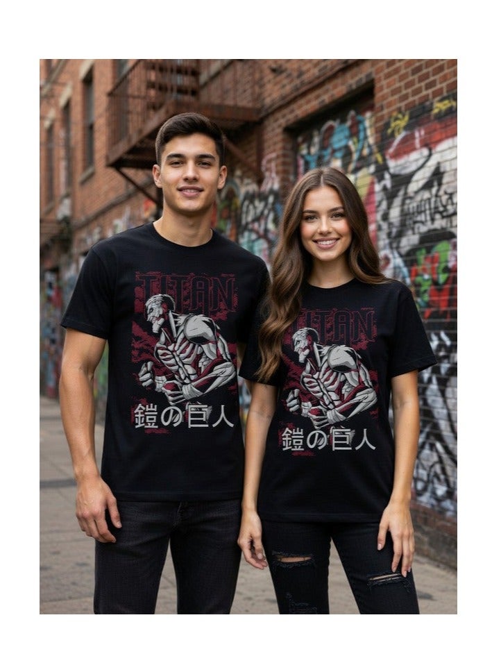 Dirty Lizard 1pc Unisex black t-shirt with Anime print 100% cotton 3 - Image 1