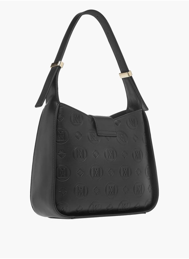 ELLE - Womens Monogram Embossed Shoulder Bag With Button Closure And Adjustable Strap - Image 1