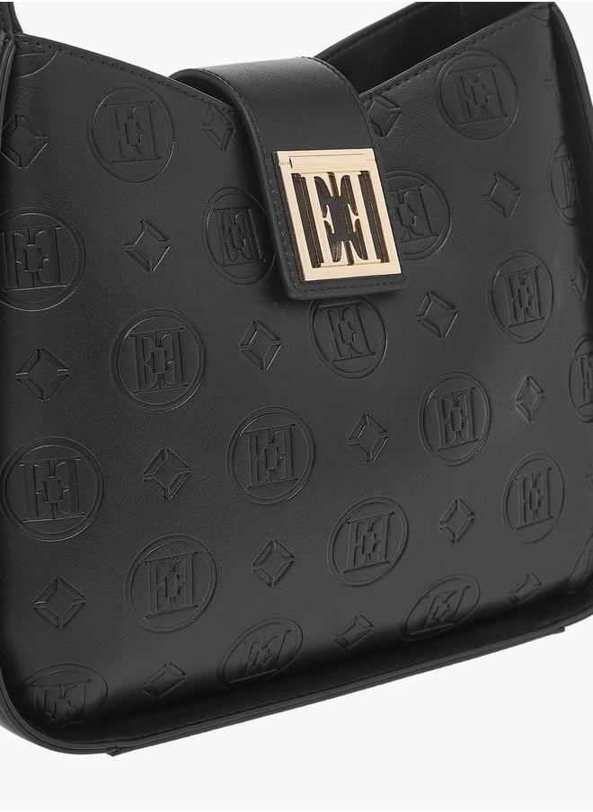 ELLE - Womens Monogram Embossed Shoulder Bag With Button Closure And Adjustable Strap - Image 1