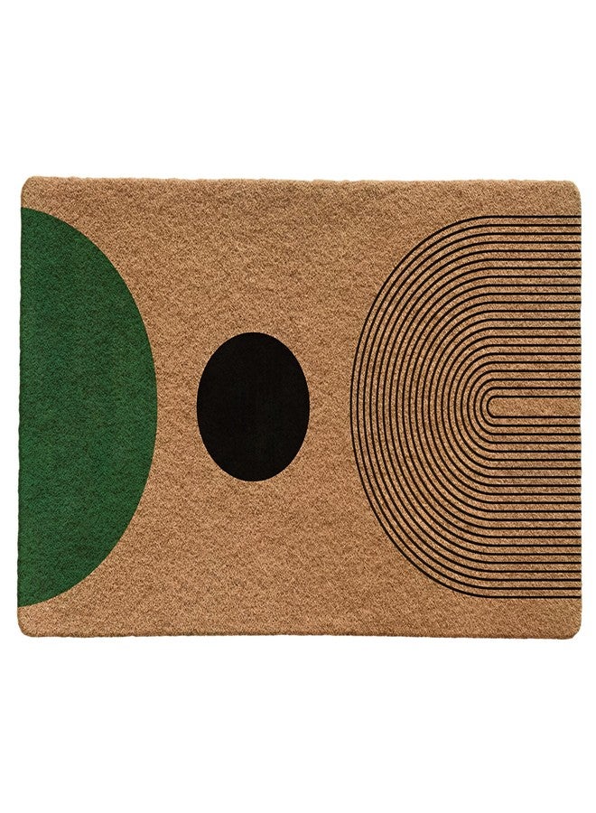 Luvadian Mid Century Modern Boho Door Mat - Boho Welcome Mat, Modern Green and Black Indoor/Outdoor Entrance Mat, 17x30 Inch - Image 1