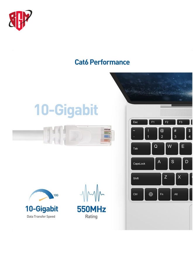 BGM 10M Ethernet Cable Cat6 Cable Network Cable High Speed Internet Shielded RJ45 Ethernet Patch Cable Compatible With Laptop, PC, PS5, PS4, TV, Modem, Router & Switch white  - Image 4