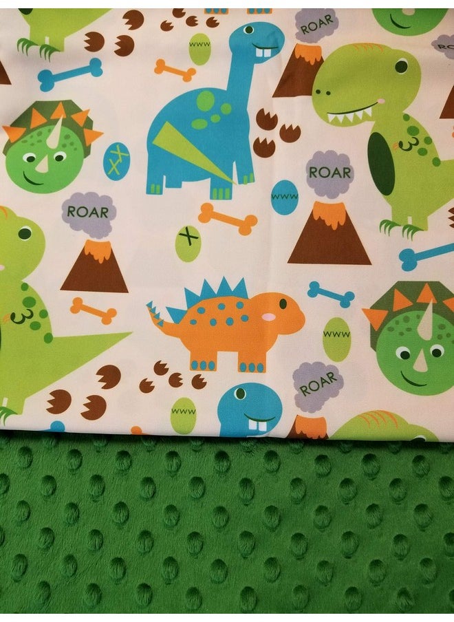 The Learning Lovey Baby Sensory Security & Teething Closed Ribbon Tag Lovey Blanket With Minky Dot Fabric: 14X18 (Dinosaurs)  - Image 2