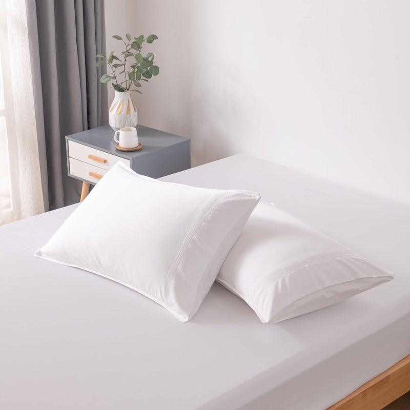 BC BELLA COTERIE Bella Coterie | Luxury Bamboo Viscose King Size Pillowcase Set | 100% Organically Grown | Ultra Soft | Cooling | 2 Pcs [White] - Image 1