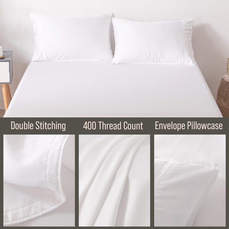 BC BELLA COTERIE Bella Coterie | Luxury Bamboo Viscose King Size Pillowcase Set | 100% Organically Grown | Ultra Soft | Cooling | 2 Pcs [White] - Image 3