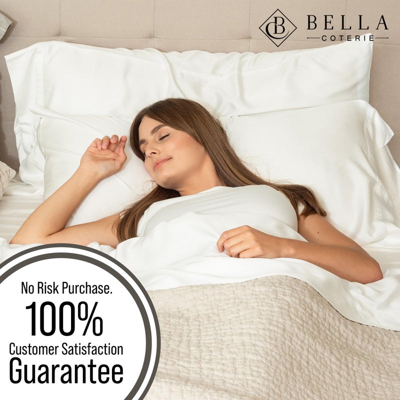 BC BELLA COTERIE Bella Coterie | Luxury Bamboo Viscose King Size Pillowcase Set | 100% Organically Grown | Ultra Soft | Cooling | 2 Pcs [White] - Image 5