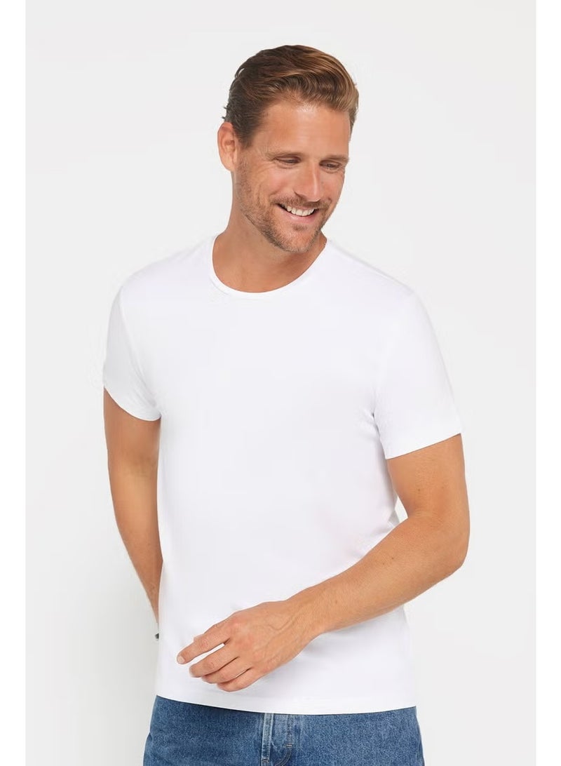 Tudors Slim Fit Narrow Cut Crew Neck Plain Basic Short Sleeve T-Shirt - Image 1