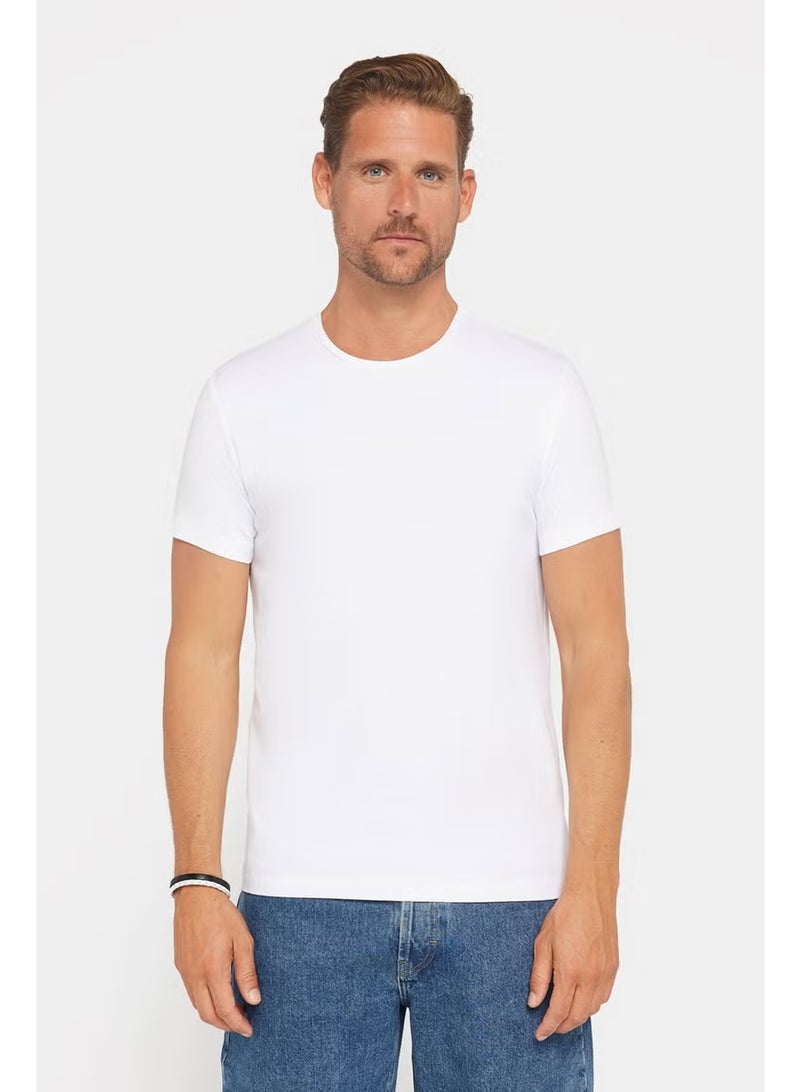 Tudors Slim Fit Narrow Cut Crew Neck Plain Basic Short Sleeve T-Shirt - Image 2