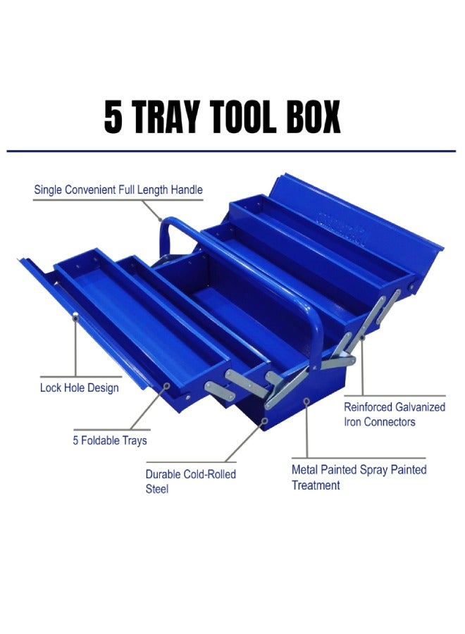 VTOOLS 5 Tray Metal Tool Box - Image 3