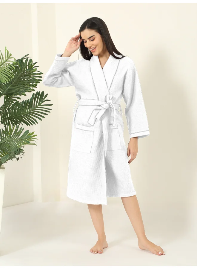 مالبيري ليفينج روب حمام قطن % سادة أبيض