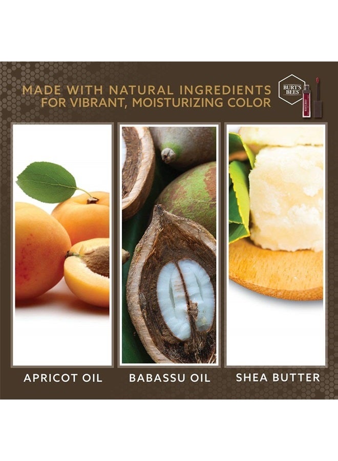 Burt's Bees أحمر شفاه سائل لامع 100% طبيعي، جليد الجارنيت، 1 أنبوب - Image 5