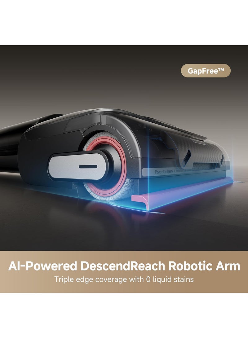 Dreame H15 Pro Wet and Dry Vacuum, GapFree AI DescendReach Robotic Arm, Triple Edge Coverage, 21KPa Suction, 0 Tangle, Immersive 100°C Brush Wash, 5 min 90°C Drying, 180° Lie-Flat, App Control 200 W HHR46A Black - Image 3