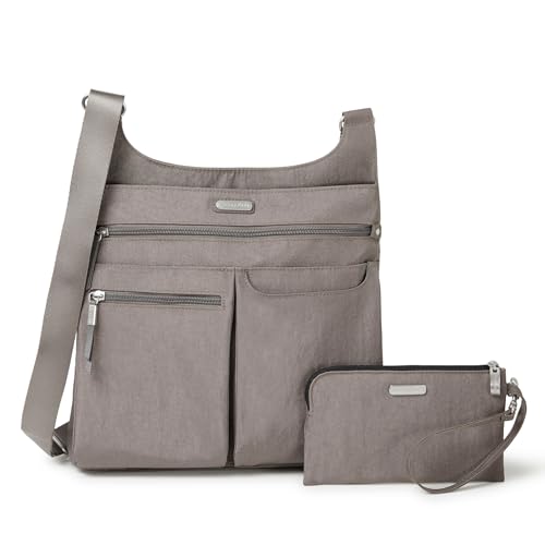 Baggallini Womens On Track Zip With Rfid Phone Wristlet Crossbody, Sterling Shimmer - Image 1