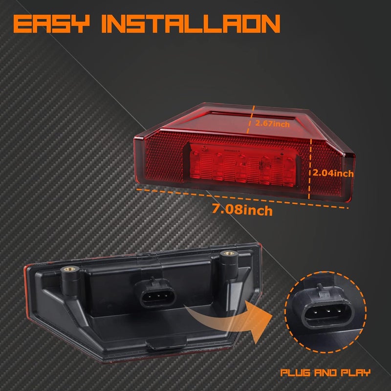 QUASCO UTV Brake Tail Lights Red Lens LED Taillights for Polaris Ranger 570 900 1000 RGR 4000G 4000D, Brutus 2013-2016 - 2Pcs - Image 5