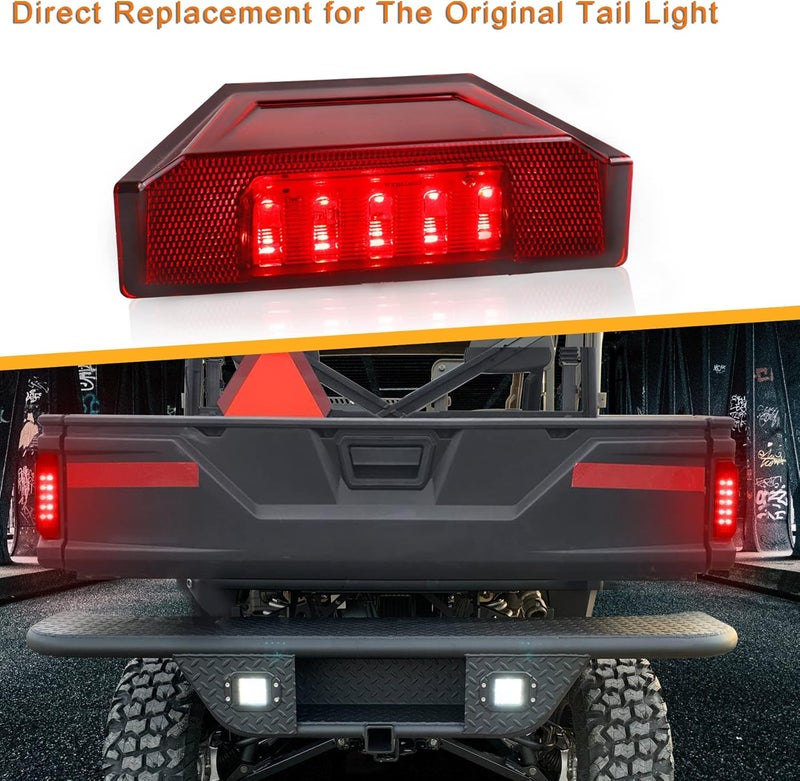 QUASCO UTV Brake Tail Lights Red Lens LED Taillights for Polaris Ranger 570 900 1000 RGR 4000G 4000D, Brutus 2013-2016 - 2Pcs - Image 3