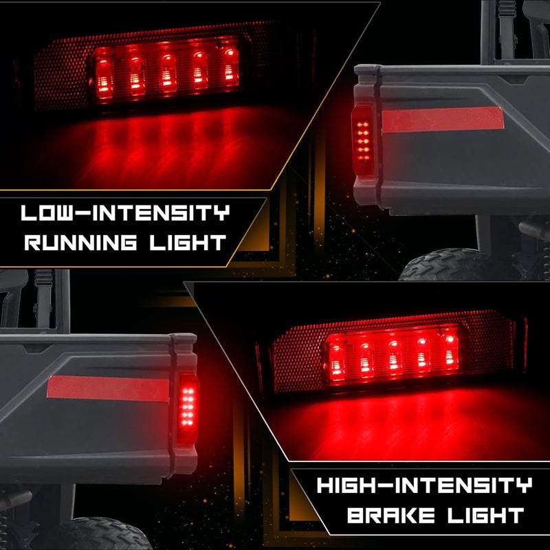 QUASCO UTV Brake Tail Lights Red Lens LED Taillights for Polaris Ranger 570 900 1000 RGR 4000G 4000D, Brutus 2013-2016 - 2Pcs - Image 2