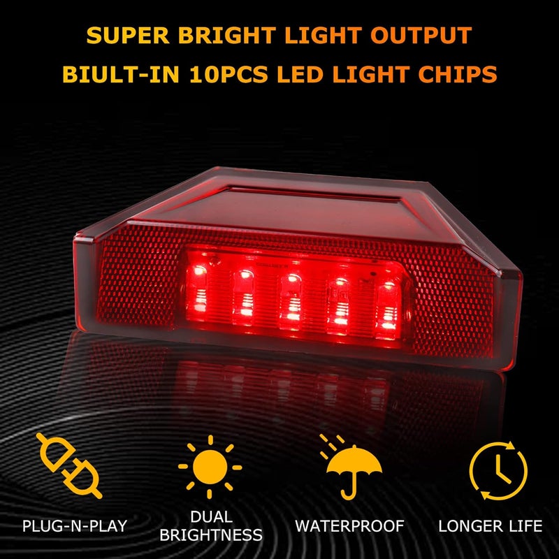 QUASCO UTV Brake Tail Lights Red Lens LED Taillights for Polaris Ranger 570 900 1000 RGR 4000G 4000D, Brutus 2013-2016 - 2Pcs - Image 4