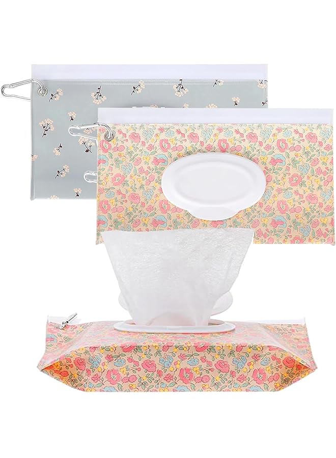 Voleleo 2Packs Baby Wipes Dispenser Portable Reusable Baby Travel Wipes Holder & Case Refillable Baby Wet Wipes Container For Diaper Keeps Wipes Fresh Lightweight Wet Wipes Bags Pouch For Travel  - Image 1