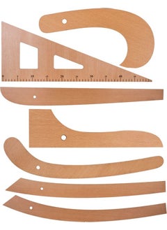 Hobi Market Art HOBBY MARKET ART Tailor-Modelist-Textile 7 Piece Wooden Ruler Riga Miter Set 