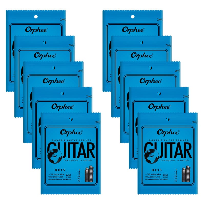 POGOLAB Guitar Strings Electric Guitar Strings 6 String Set - Thin, 09-42, 10 Pack - Image 1