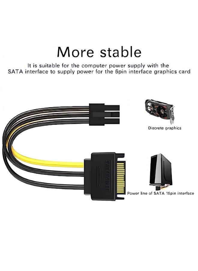 6 Pin SATA Power Cable 3 Pack SATA 15-Pin to 6-Pin PCI Express Card Power Cable Adapter 8 Inch - Image 5