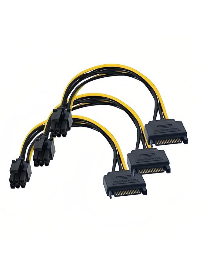 6 Pin SATA Power Cable 3 Pack SATA 15-Pin to 6-Pin PCI Express Card Power Cable Adapter 8 Inch - Image 1