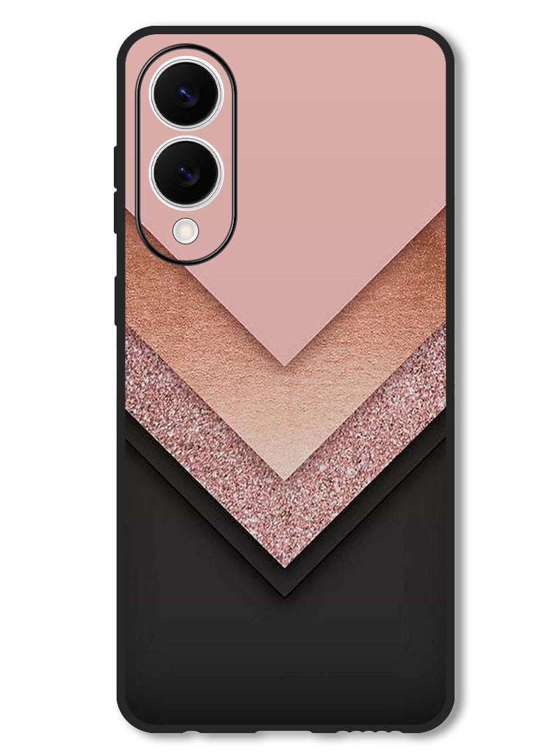 Theodor Case Compatible with Samsung Galaxy S25 Edge 6.7 Inch Protection Shockproof Bumper Cover Black Golden & Pink - Image 1