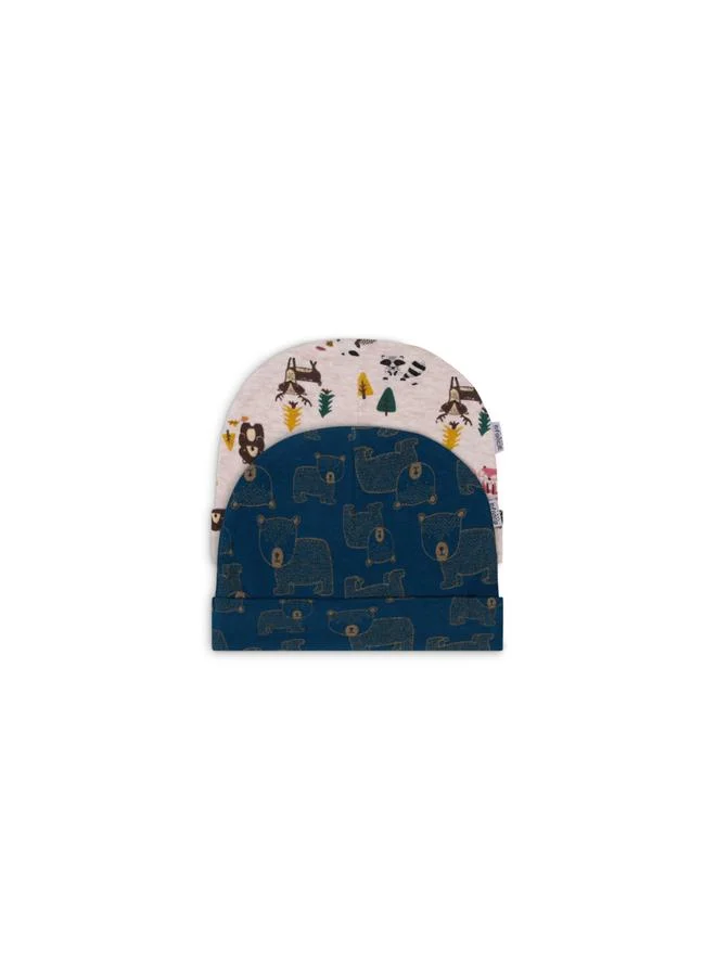 Luna & Lily Pack of 2 - Animal Print Cotton Beanies 0-6 Months