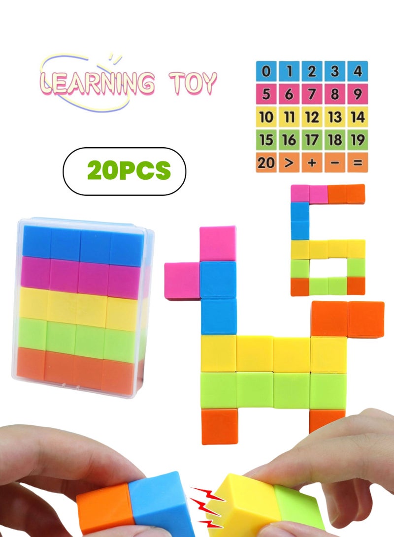 20pcs Magnetic Blocks for Toddler Toys, Large Magnetic Cubes Building Blocks Classroom Must Haves, Preschool Montessori Sensory Magnet Toys for 3 4 5 6 Year Old Boys and Girls - Image 1