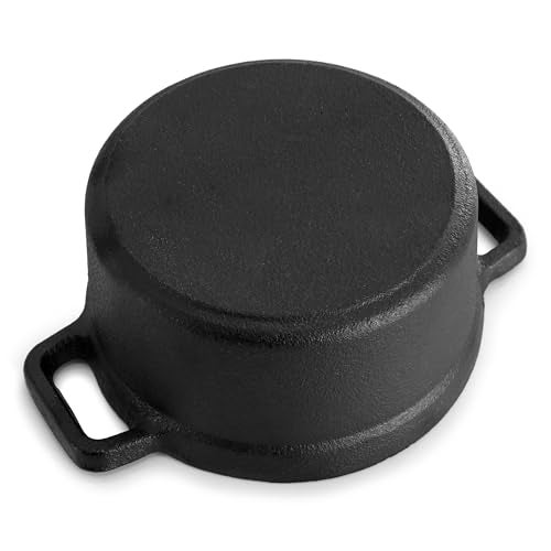 Elama MegaChef Cast Iron 8 Ounce Mini Dutch Oven with Wood Tray, Cookware, Bakeware, Serveware (1 Piece) - Image 5