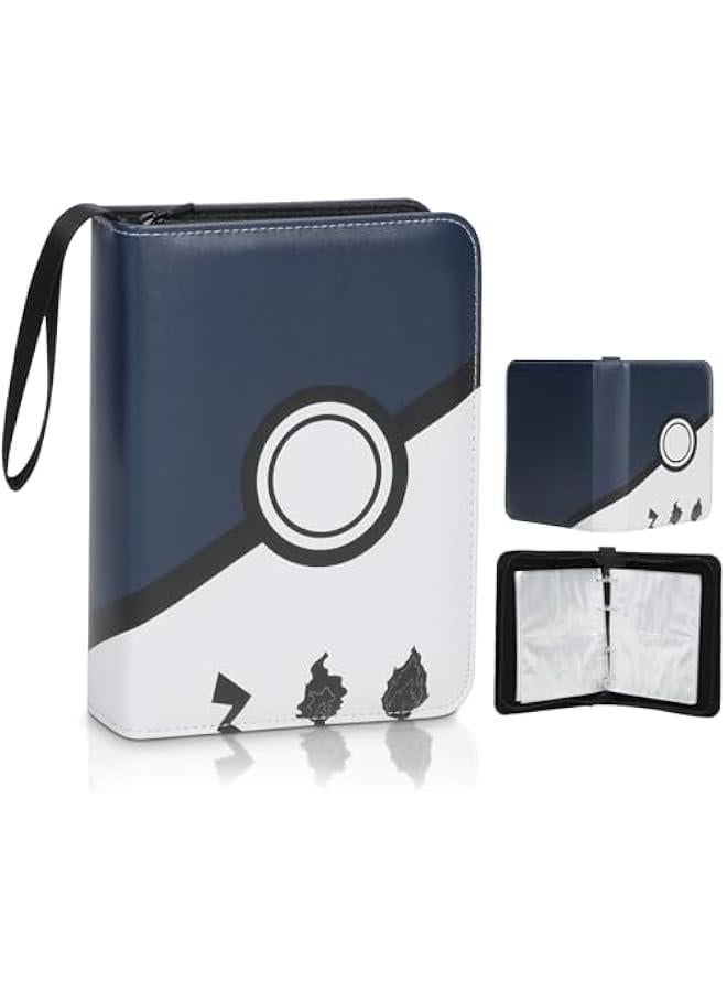 Generic Card tissue,400 Trading Cards Pocket PU Collection tissue with zippered Trading Card tissue,Collector Al,Double Sided Pockets Card Holder Carry Case for tcg,TCG,Sports Cards(White)  - Image 1
