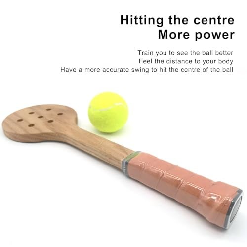 Bewinner مضرب تنس تدريب خشبي، مضرب خشب الحور خفيف الوزن لتحسين التحكم في القوة، ممارسة دقة الضرب لجميع مستويات المهارة للعب في الهواء الطلق والداخل - Image 3